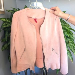 Faux suede pink spring jacket